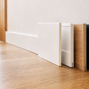 Rodapés em PVC, MDF, madeira e lacado